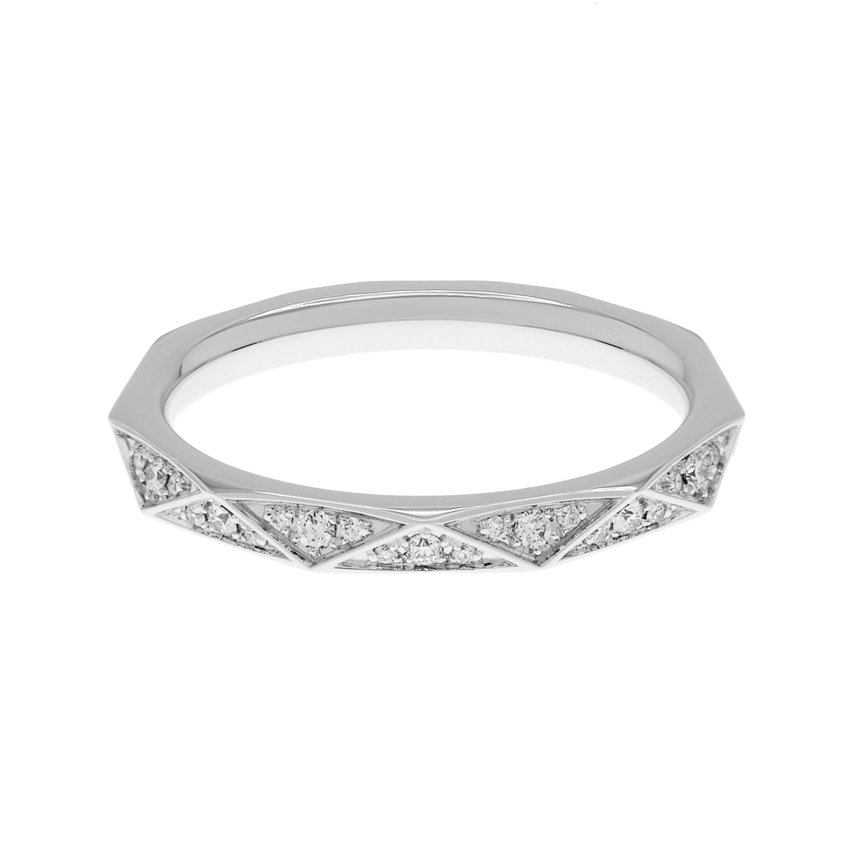 Laurence Graff 18K White Gold Signature Faceted Pave Diamond Wedding Band Fine Jewellery Modaselle