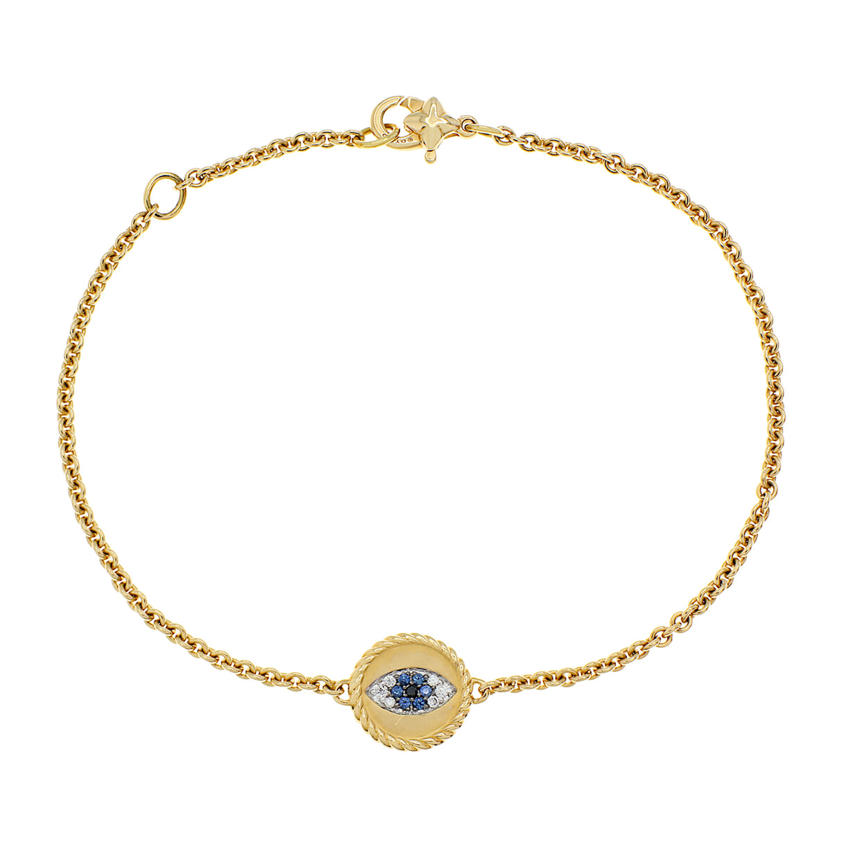 David Yurman 18K Yellow Diamond Sapphire Evil Eye Bracelet Designer Jewellery David Yurman