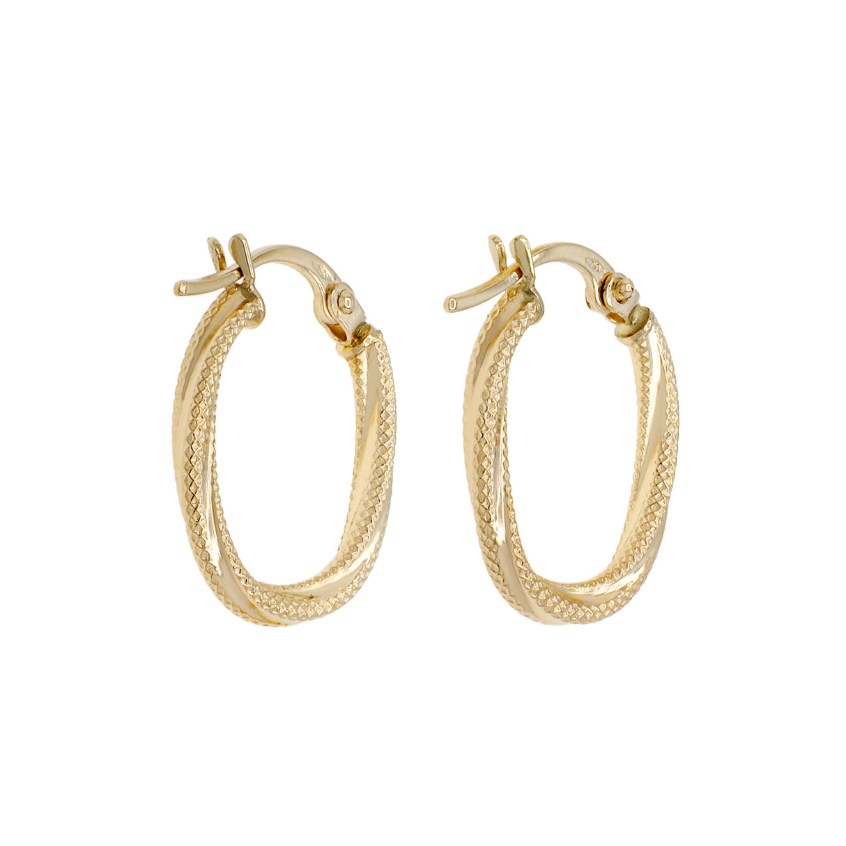 18K Yellow Gold Twist Hoop Earrings Fine Jewellery Modaselle