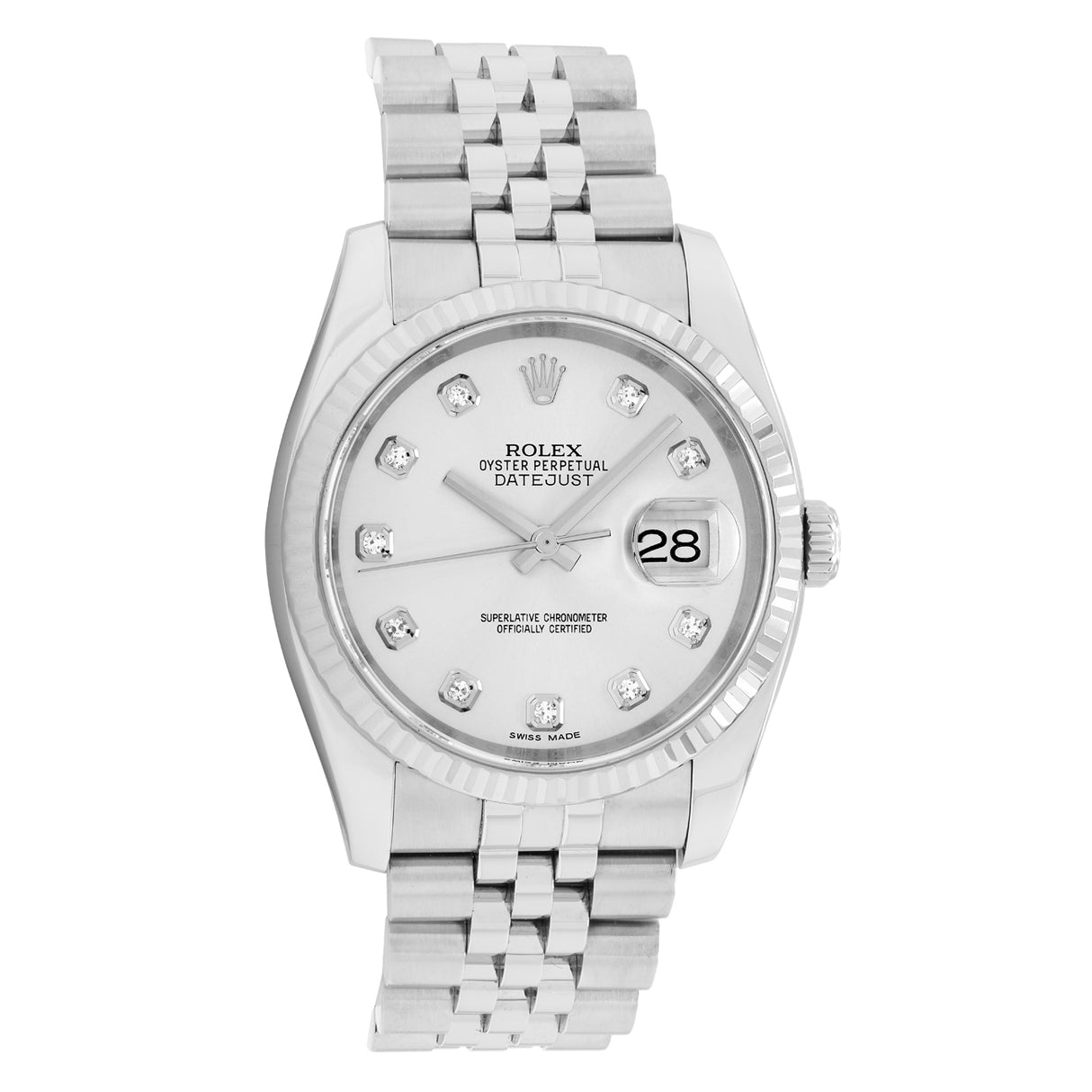 Rolex Stainless Steel 18K White Gold Diamond Datejust 36 116234 Watches Rolex