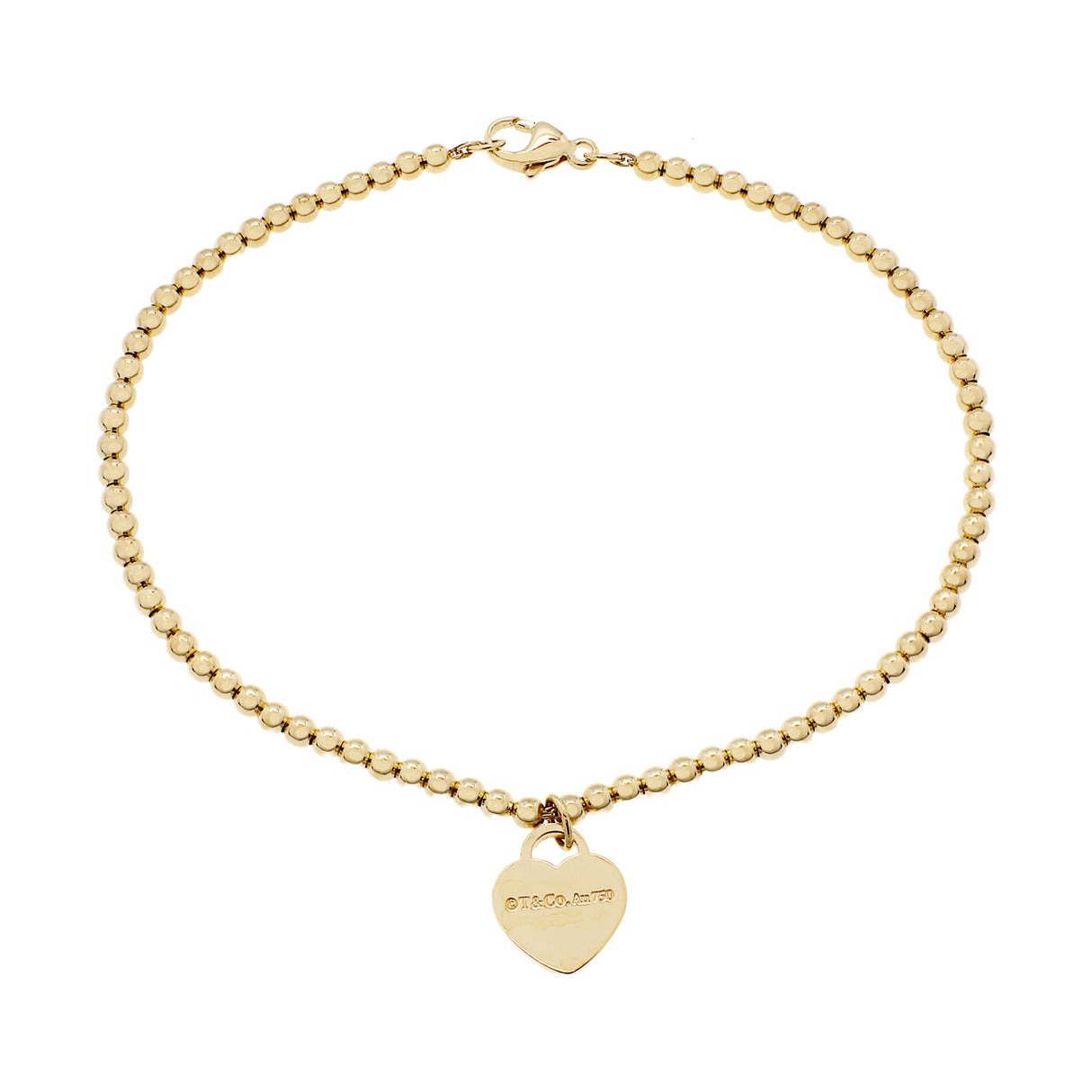 Tiffany & Co. 18K Yellow Gold Mini Heart Tag Bead Bracelet