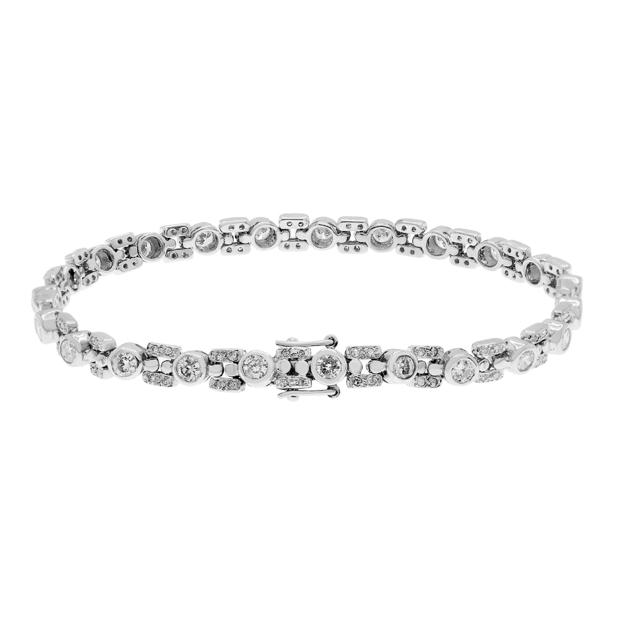18K White Gold 2.14 Carat Diamond Gate Link Tennis Bracelet Fine Jewellery Modaselle