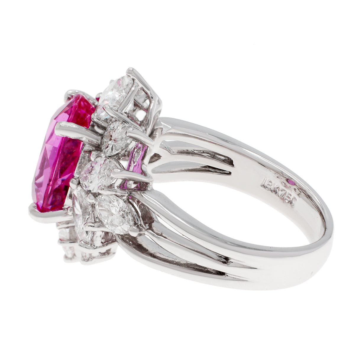 18K White Gold 4.12 Carat Pink Sapphire Ring Fine Jewellery Modaselle