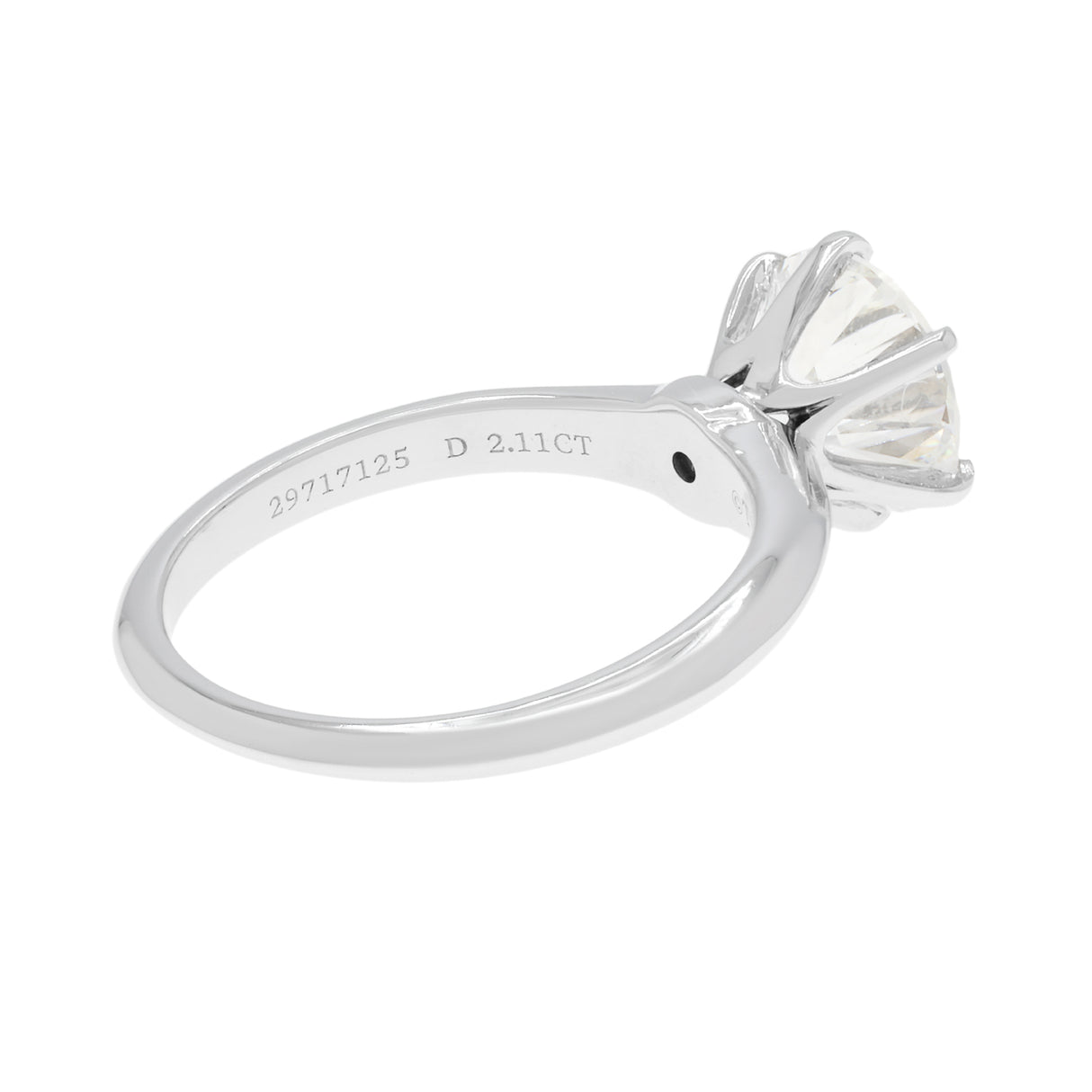 Tiffany & Co. Platinum 2.11 Carat Diamond Solitaire Engagement Ring Designer Jewellery Tiffany and Co