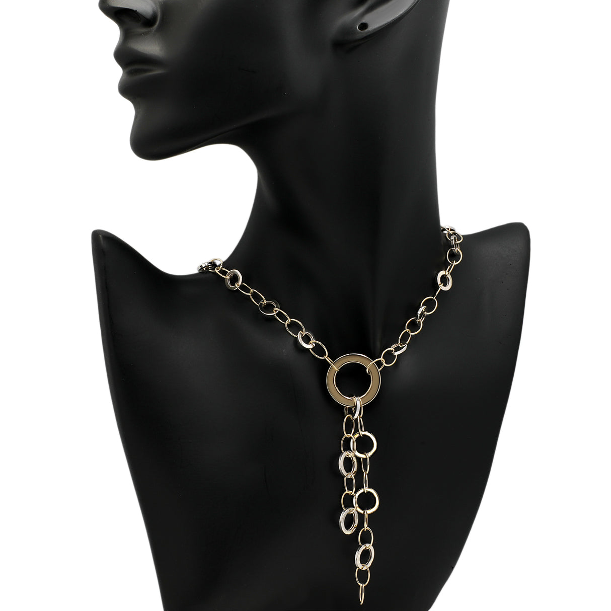 10K Yellow/White Gold Lariat Necklace Fine Jewellery Modaselle