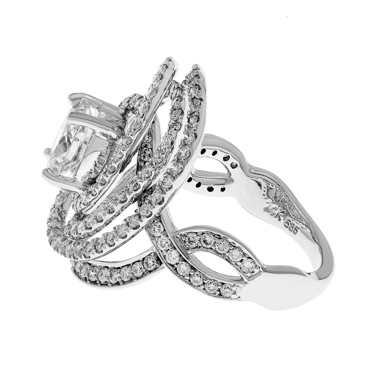 14K White Gold 0.90 Carat Oval Diamond Spiral Ring Fine Jewellery Modaselle