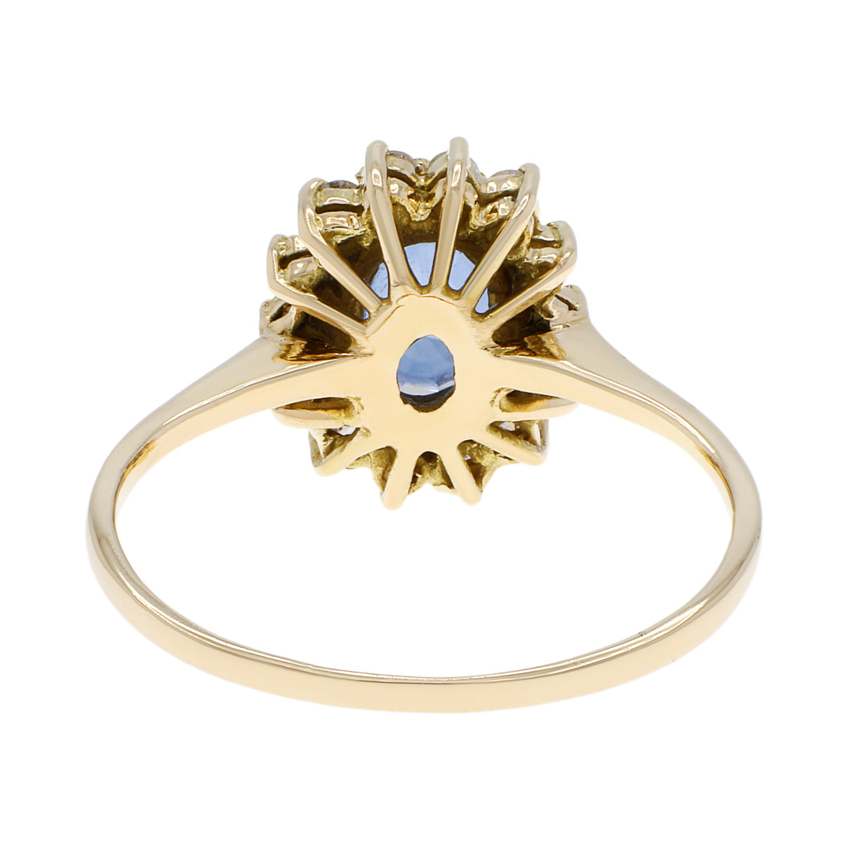 18K Yellow Gold 1.01 Carat Sapphire Halo Ring Fine Jewellery Modaselle