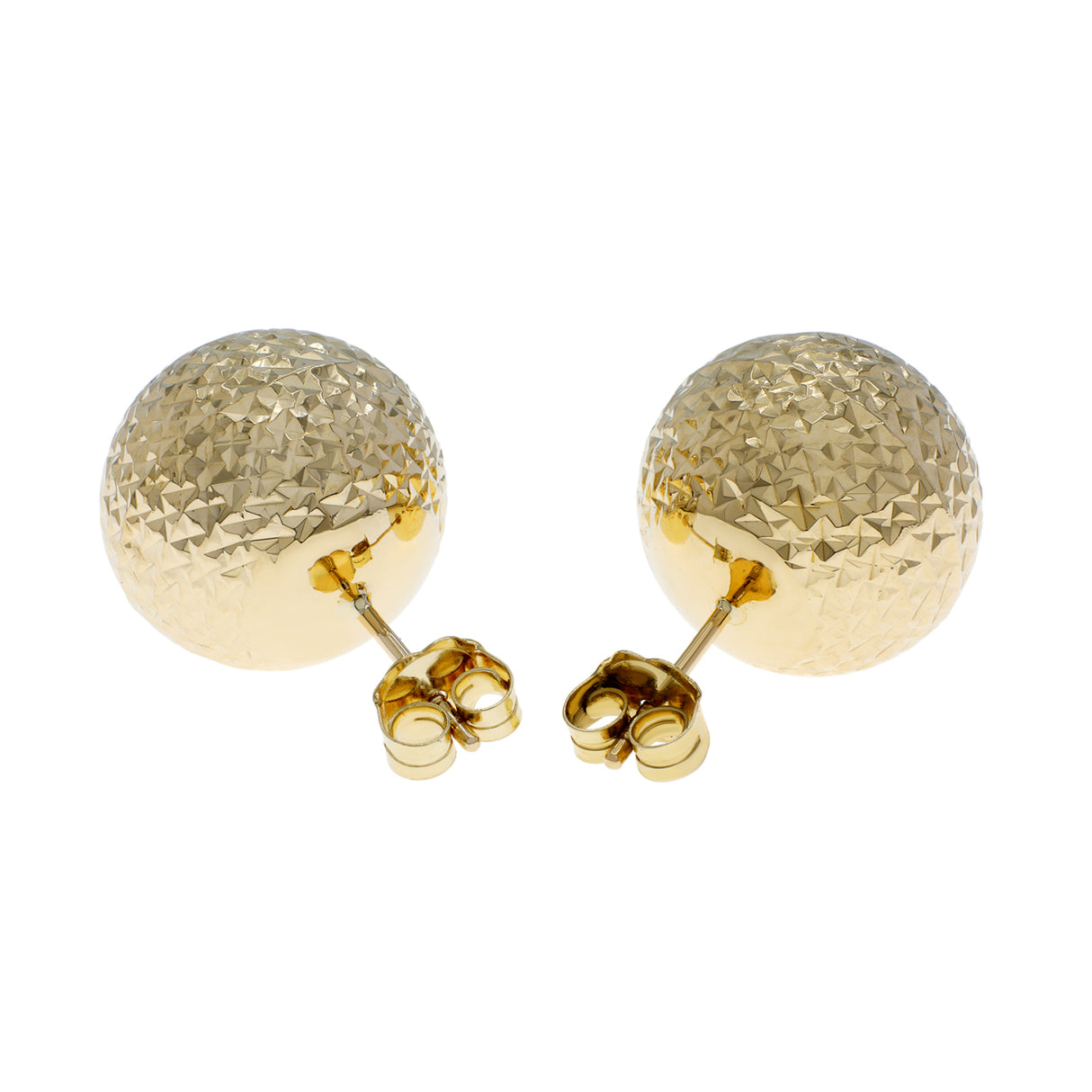 18K Yellow Gold Diamond Cut Ball Stud Earrings Fine Jewellery Modaselle