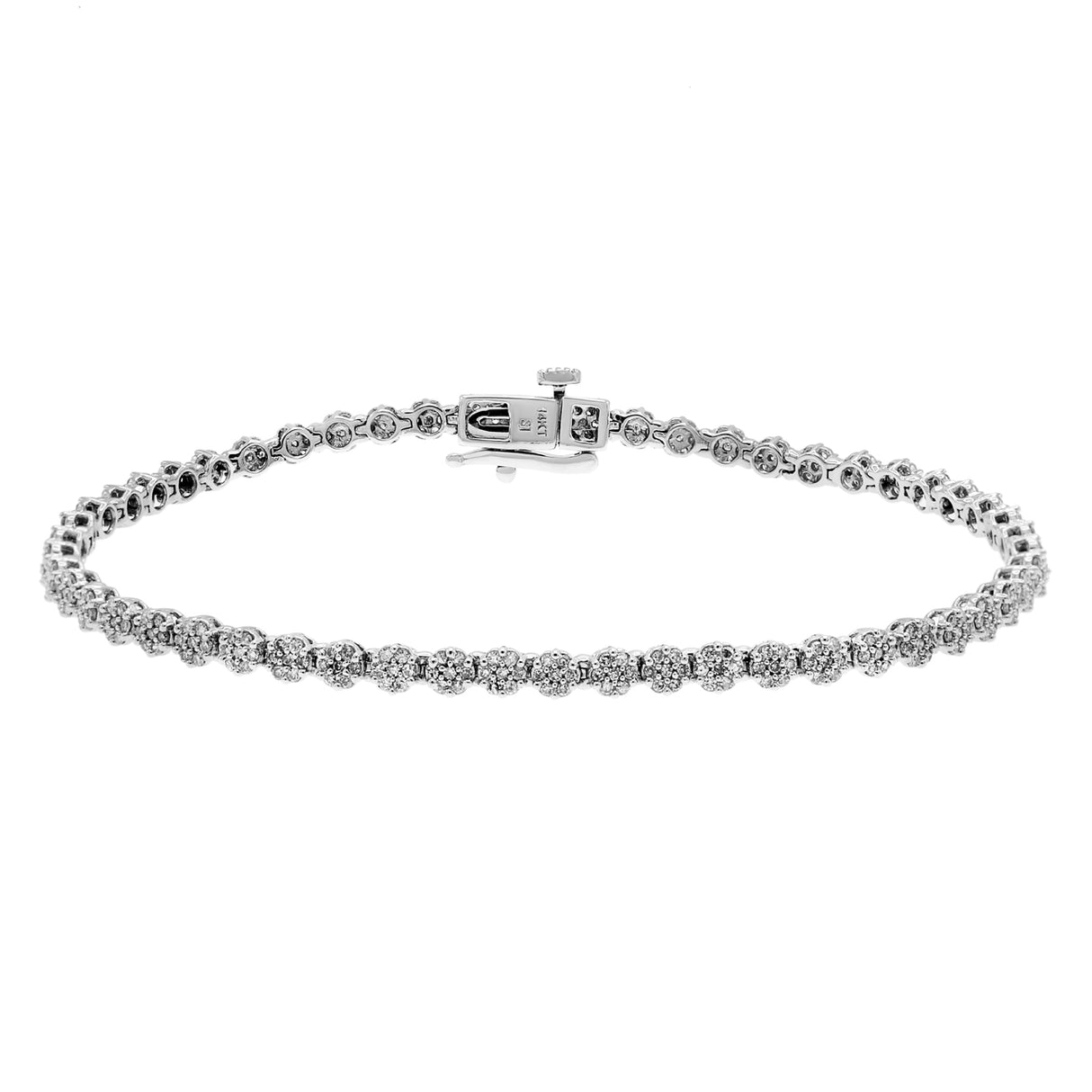14K White Gold 1.26 Carat Diamond Tennis Bracelet Fine Jewellery Modaselle