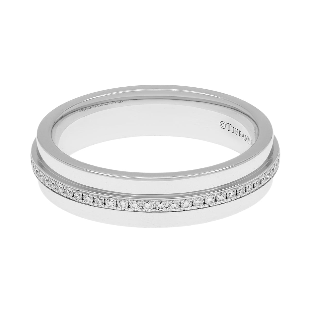 Tiffany & Co. 18K White Gold Diamond Narrow T Ring Designer Jewellery Tiffany and Co