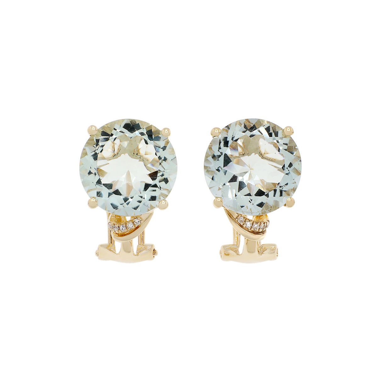 14K Yellow Gold 11.86 Carat Green Amethyst Earrings Fine Jewellery Modaselle