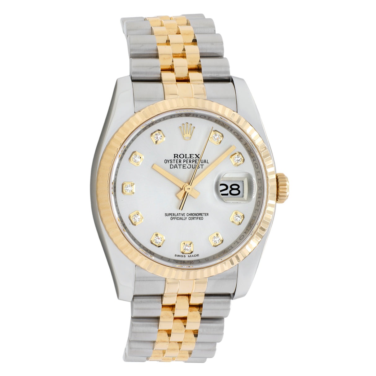 Rolex 18K Yellow Gold Stainless Steel Diamond Datejust 36 116233 Watches Rolex