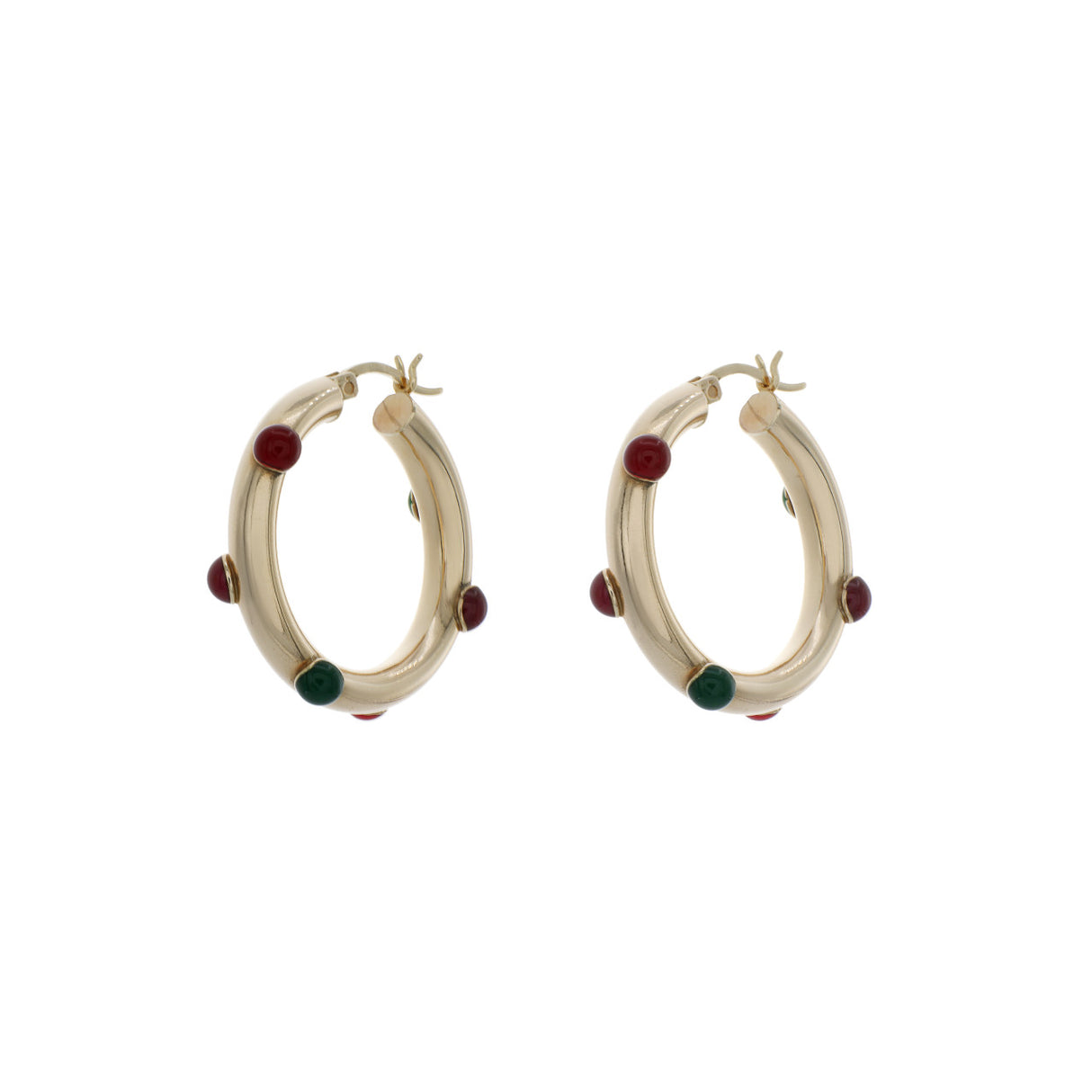 14K Yellow Gold Resin Hoop Earrings Modaselle
