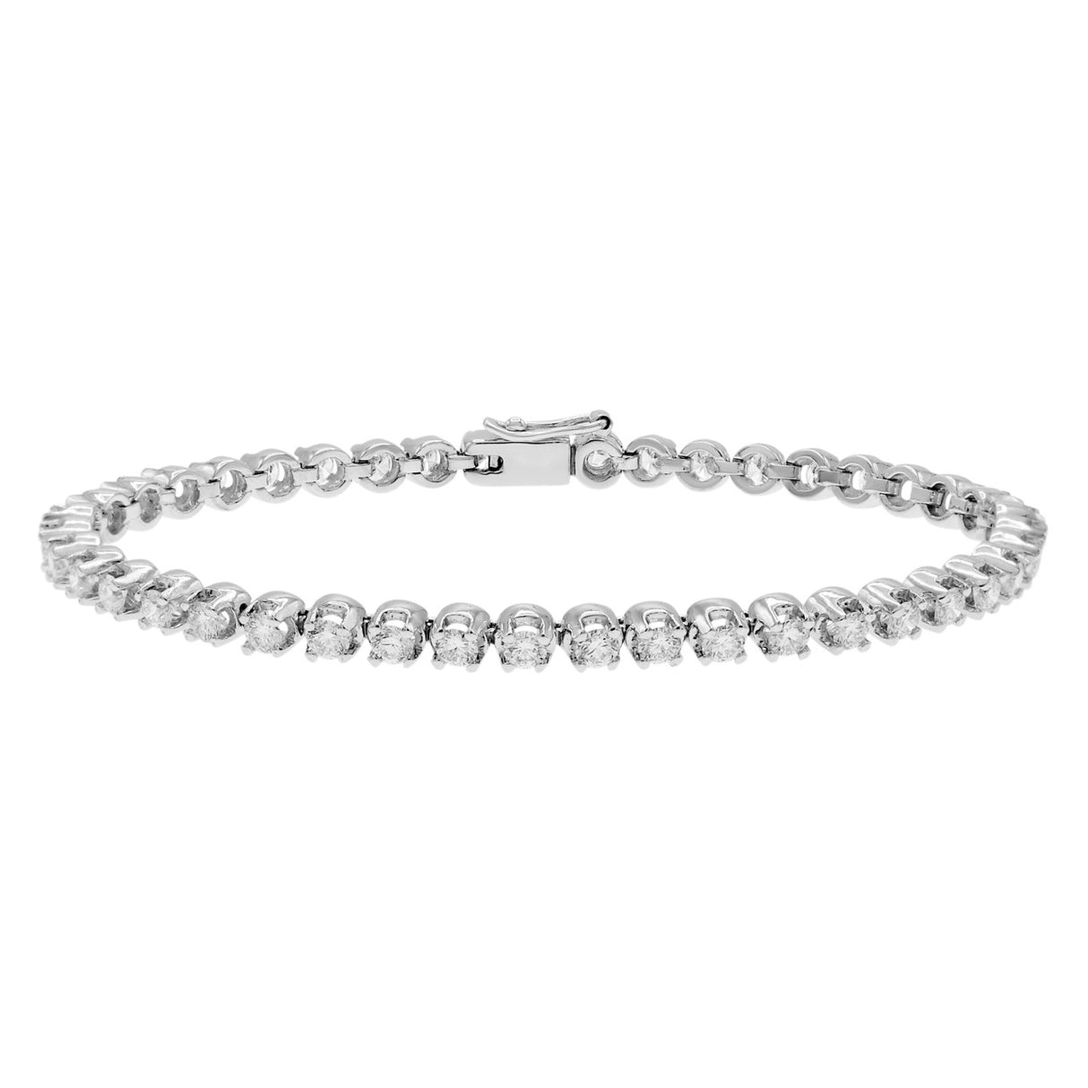 18K White Gold 3.50 Carat Diamond Tennis Bracelet Modaselle