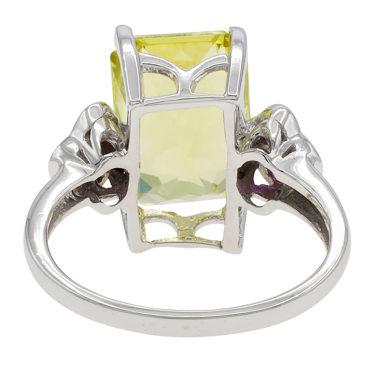 14K White Gold Pink Sapphire & Lemon Quartz Ring Modaselle