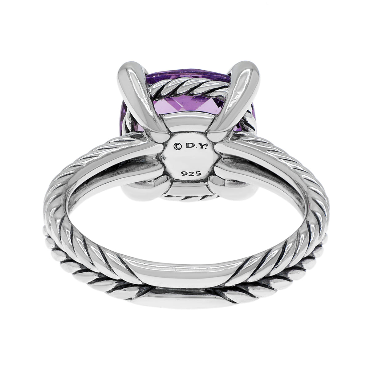 David Yurman Sterling Silver Amethyst Diamond Chatelaine Ring Designer Jewellery David Yurman