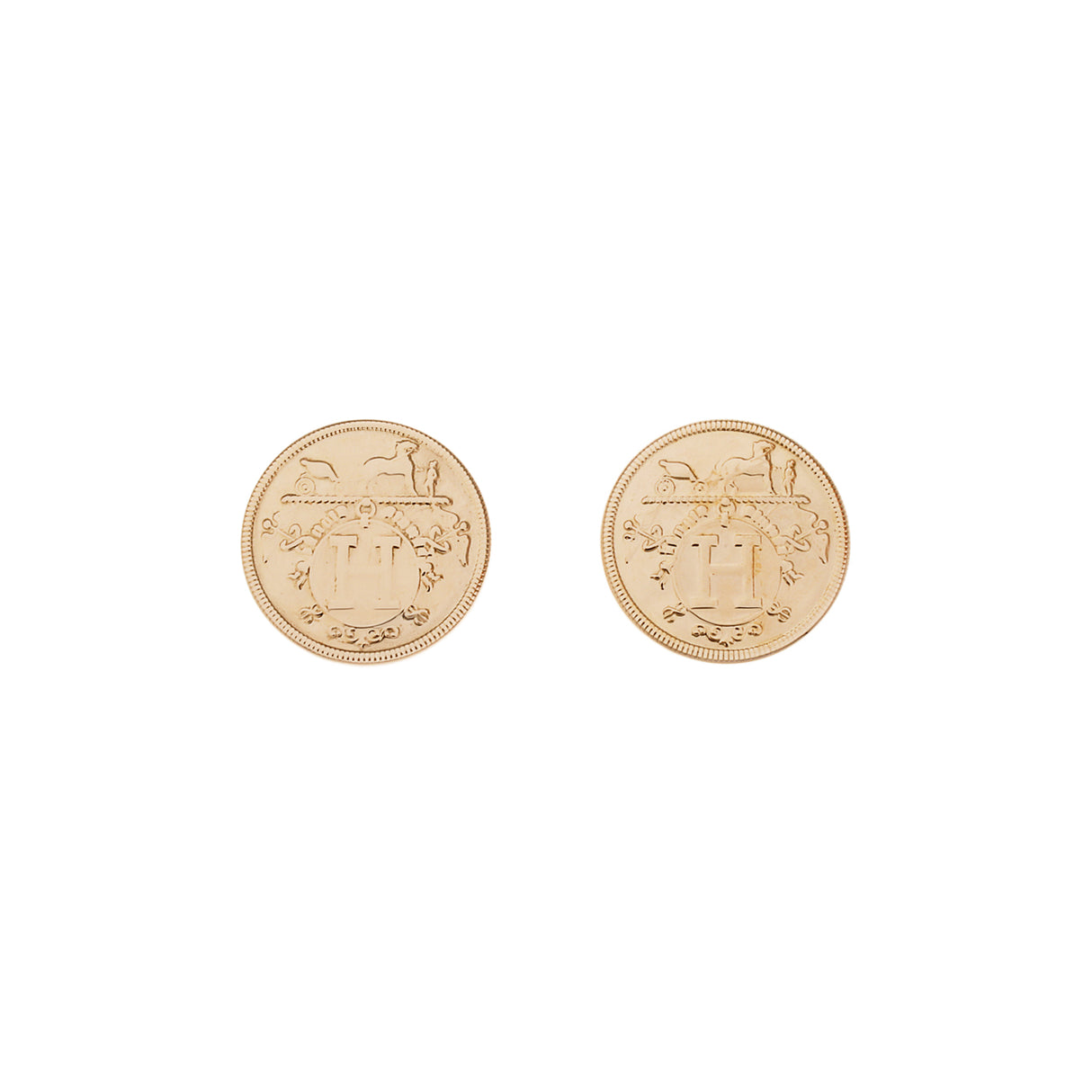 Hermes 18K Rose Gold Ex-Libris Earrings Designer Jewellery Hermes