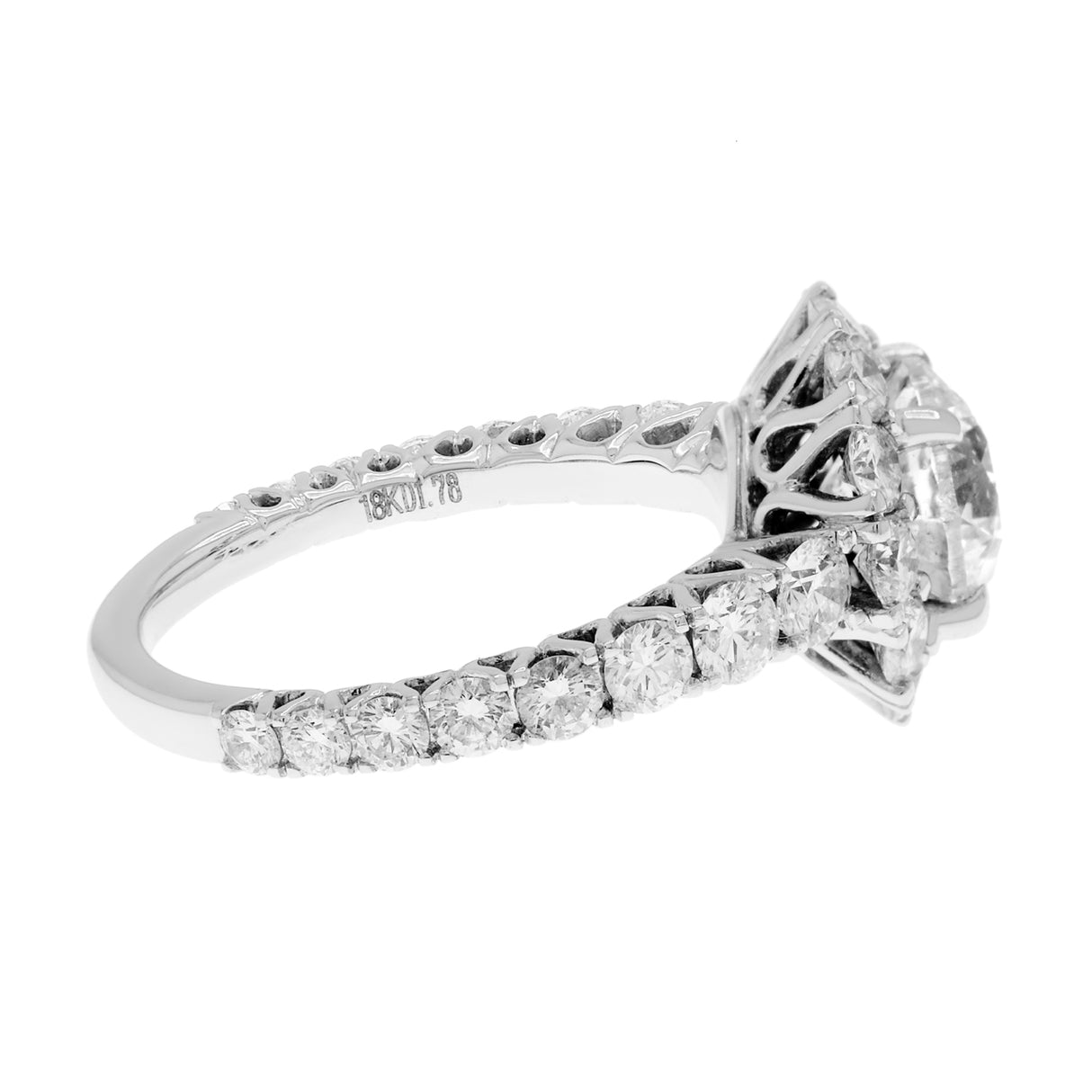 18K White Gold 1.78 Carat Halo Diamond Ring Fine Jewellery Modaselle