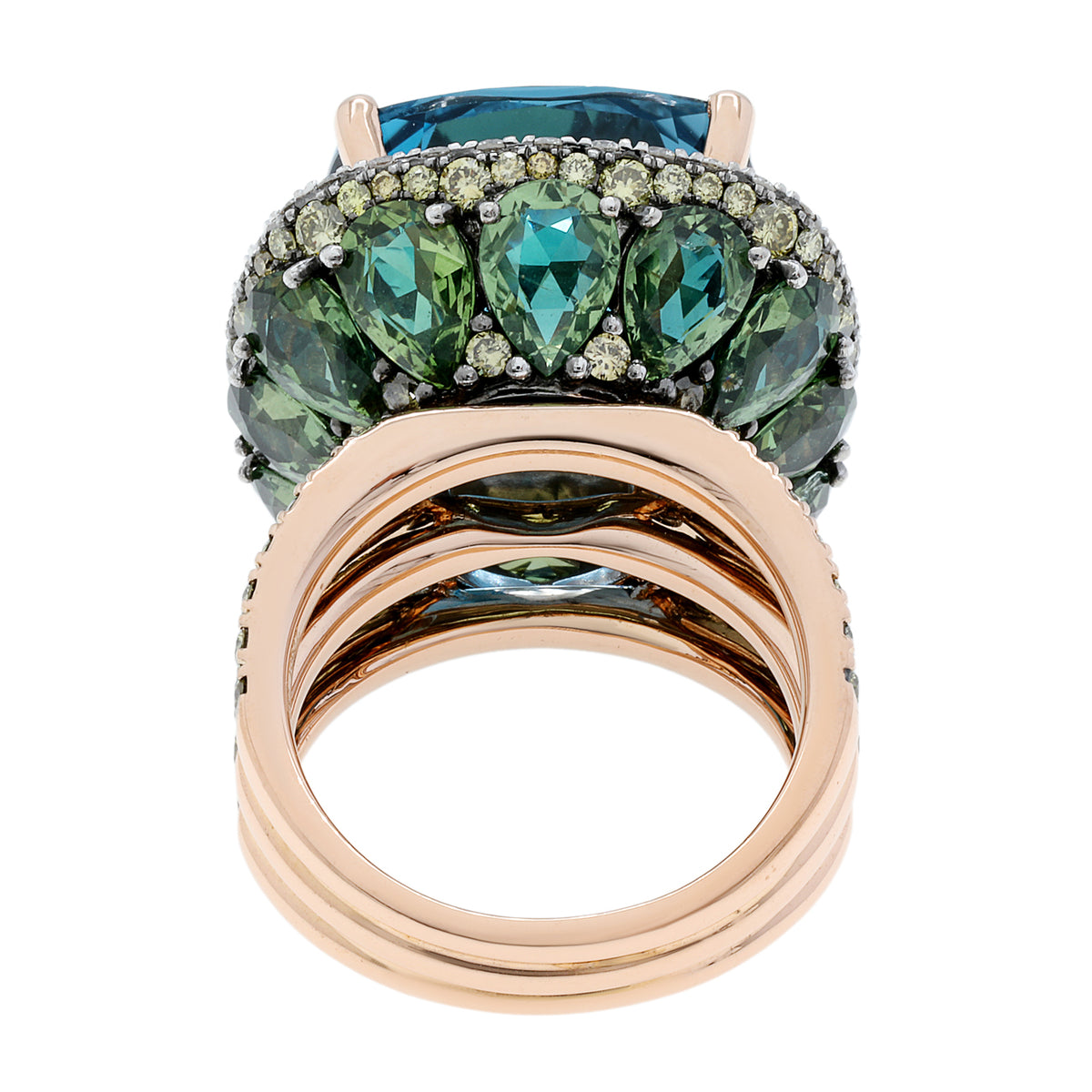 18K Rose Gold 23.46 Carat Blue Topaz Zorab Cocktail Ring Fine Jewellery Modaselle