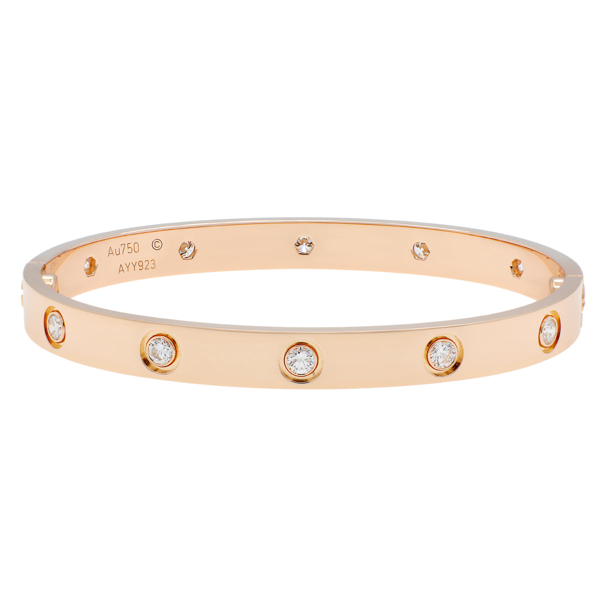 Cartier 18K Rose Gold 10 Diamond Love Bracelet Designer Jewellery Cartier