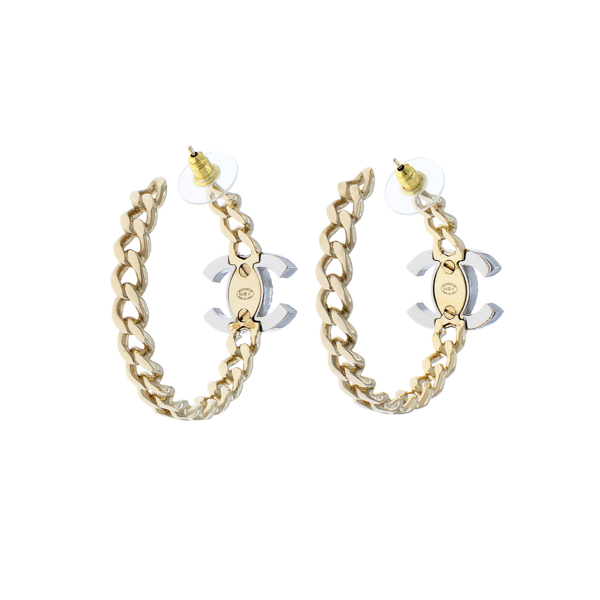 Chanel Crystal CC Chain Hoop Earrings Designer Jewellery Chanel