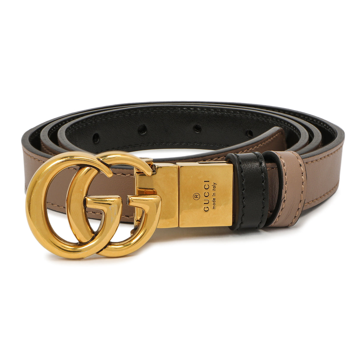 Gucci Porcelain Rose/Black Calfskin Double G Reversible 20mm Belt Gucci