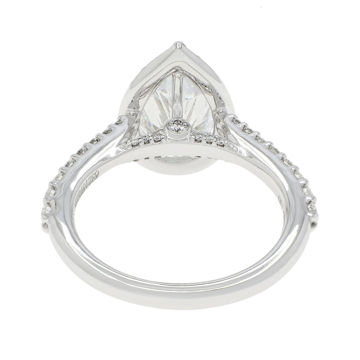 18K White Gold 1.51 Carat Pear Diamond Halo Ring Fine Jewellery Modaselle