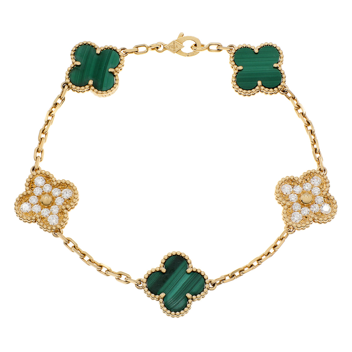 Van Cleef & Arpels 18K Yellow Gold 5 Motifs Vintage Alhambra Bracelet Designer Jewellery Van Cleef and Arpels