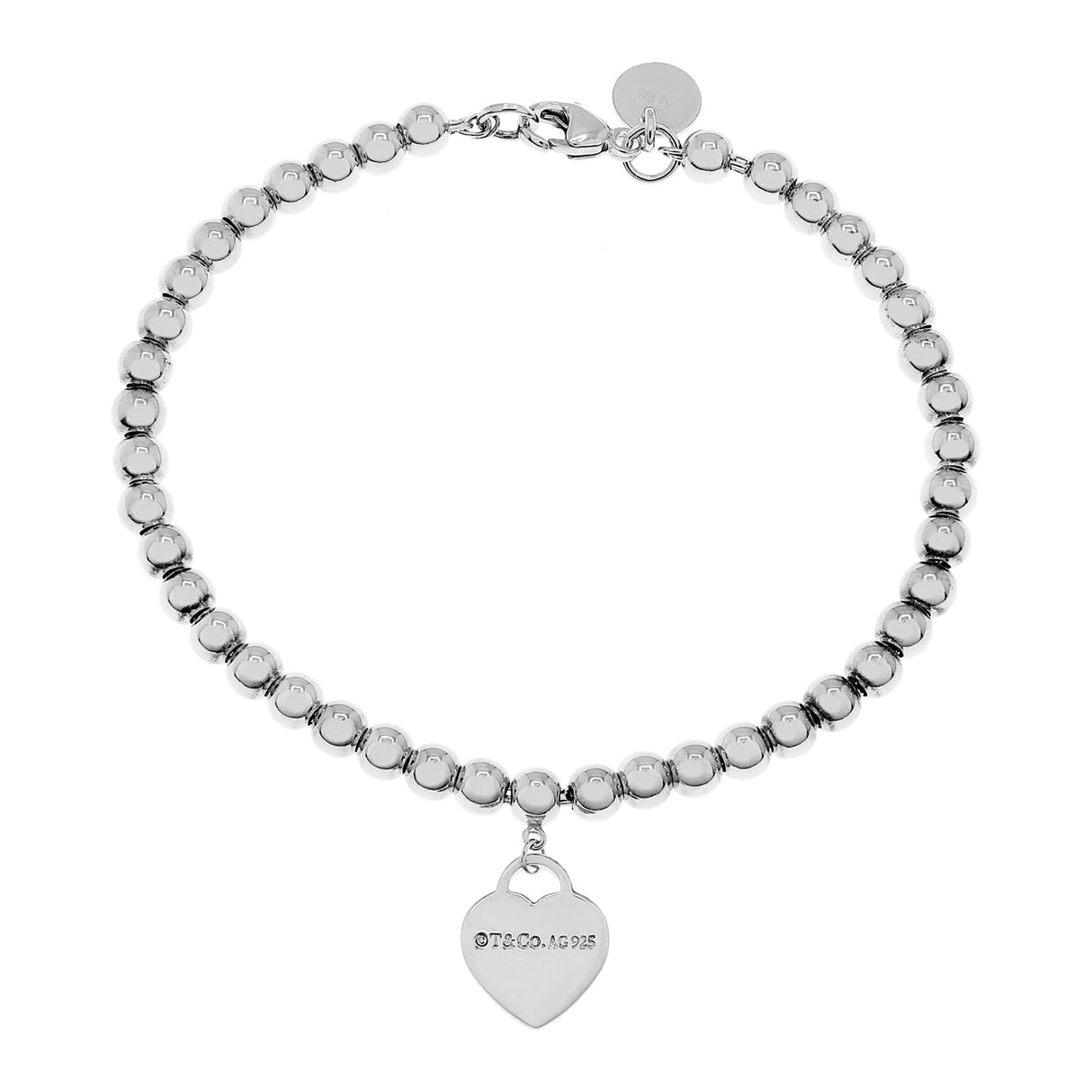 Tiffany & Co. Sterling Heart Tag Bead Bracelet Designer Jewellery Tiffany and Co