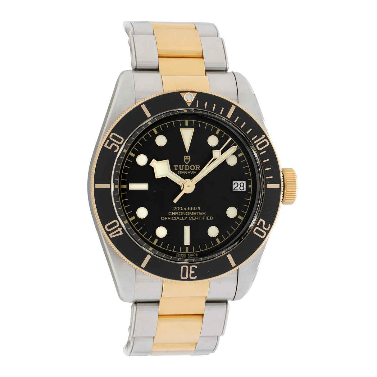 Tudor Stainless Steel 18K Yellow Gold Black Bay S&G 79733N Watches Tudor