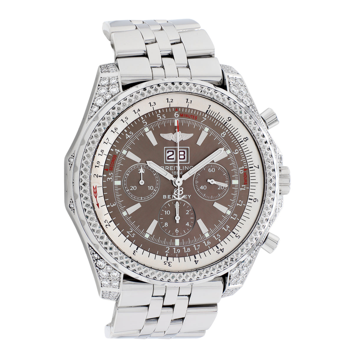 Breitling Stainless Steel Diamond Bentley 6.75 A44362 Watches Breitling