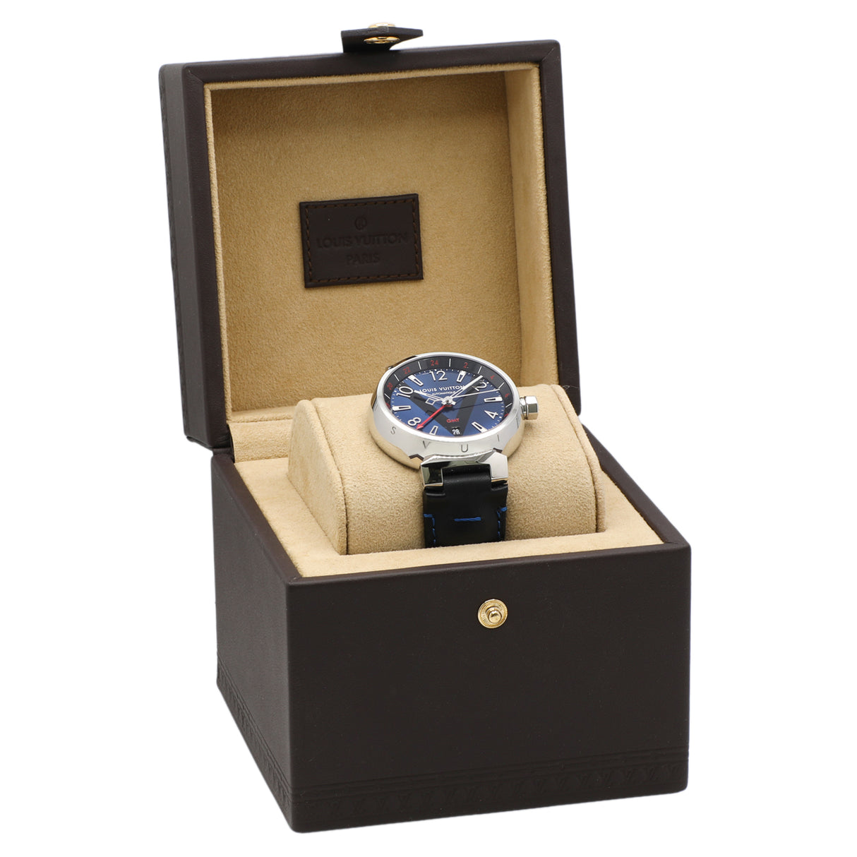 Louis Vuitton Stainless Steel Tambour GMT Q1157 Watches Louis Vuitton