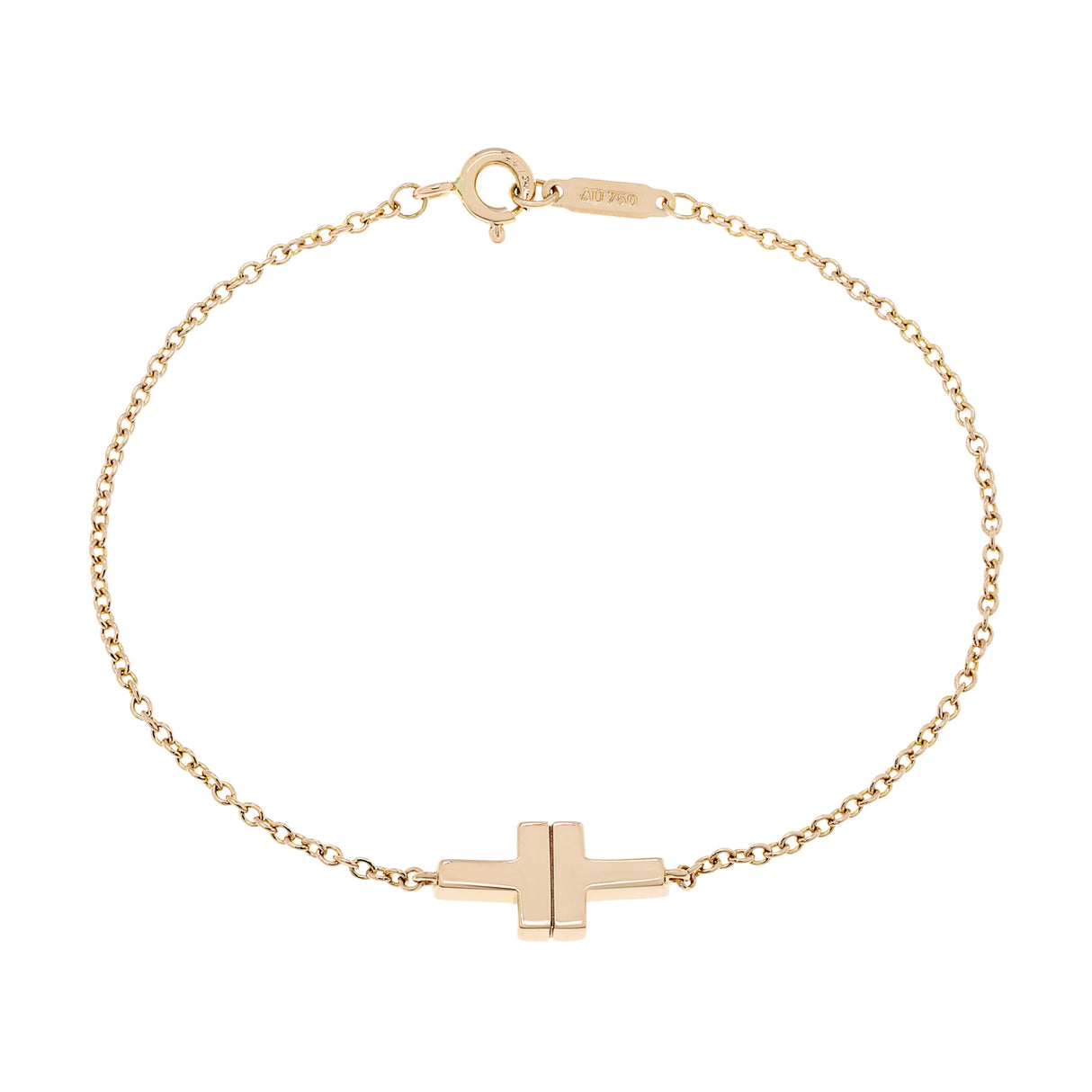 Tiffany & Co. 18K Yellow Gold T Chain Bracelet Designer Jewellery Tiffany and Co