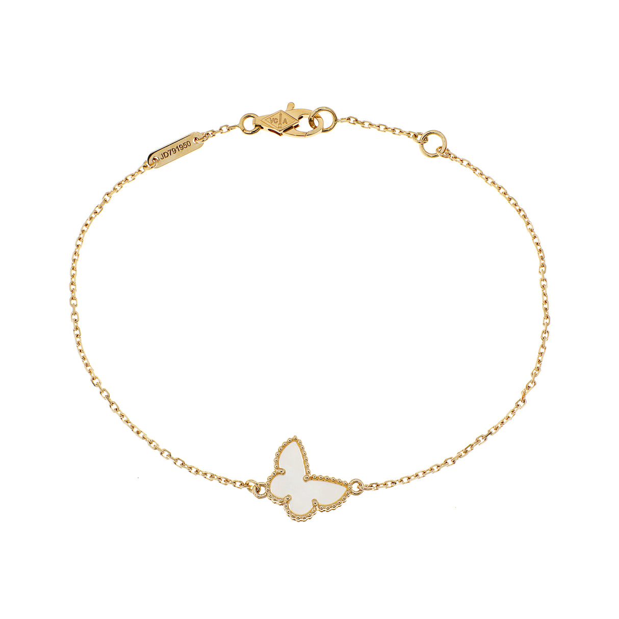 Van Cleef & Arpels 18K Yellow Gold Mother of Pearl Sweet Butterflies Bracelet Designer Jewellery Van Cleef and Arpels