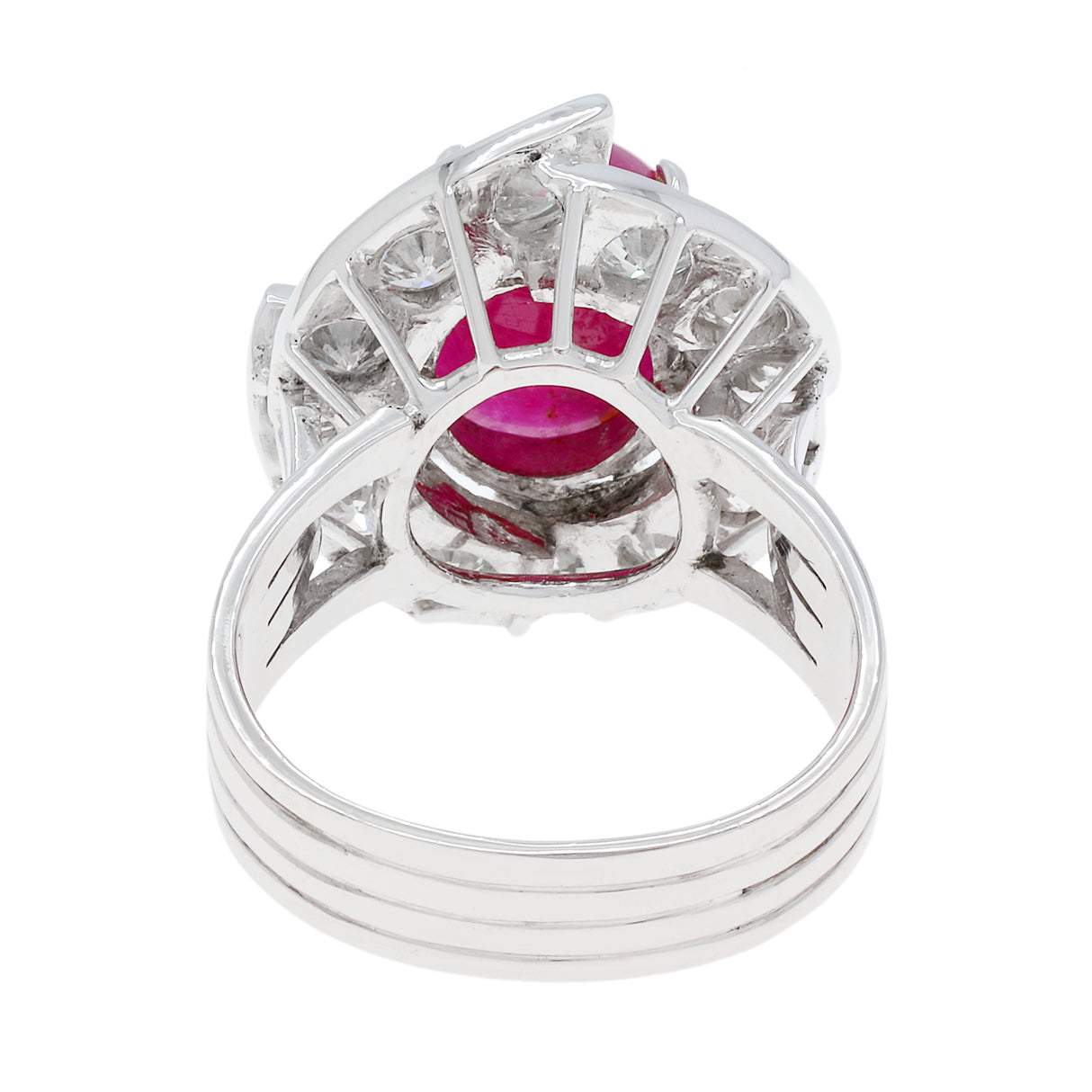 14K White Gold 5.57 Carat Ruby Diamond Halo Ring Fine Jewellery Modaselle