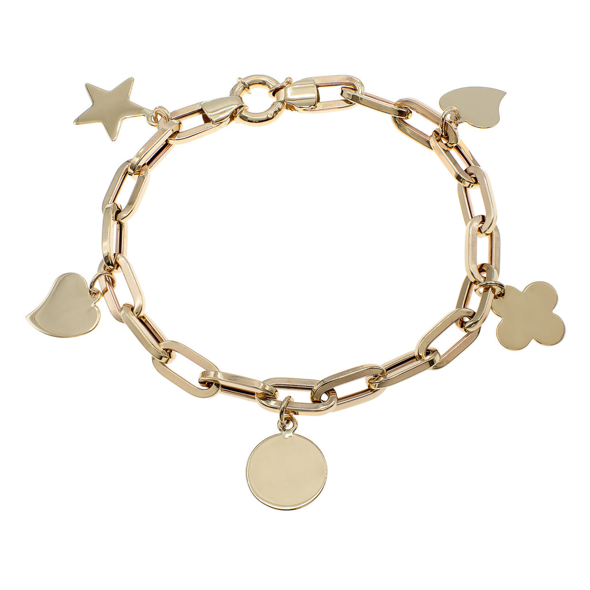14K Yellow Gold Charm Bracelet Modaselle