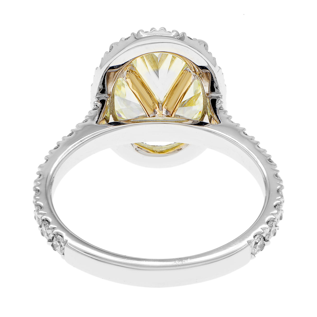 18K White Gold 3.26 Carat Oval Fancy Yellow Diamond Halo Ring Fine Jewellery Modaselle