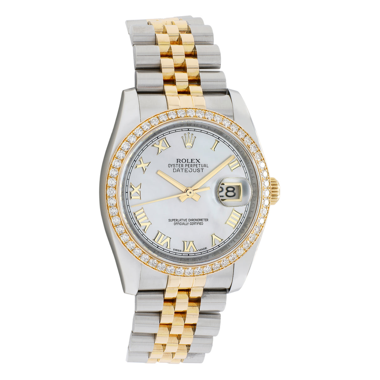 Rolex Stainless Steel 18K Yellow Gold Diamond Datejust 36 116243 Watches Rolex