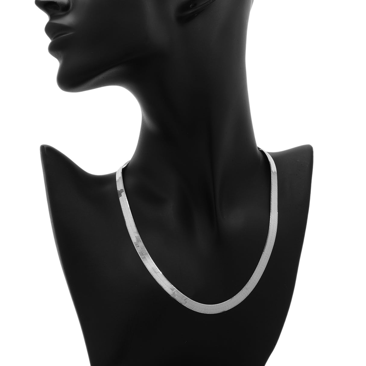 18K White Gold Flat Herringbone Chain Fine Jewellery Modaselle