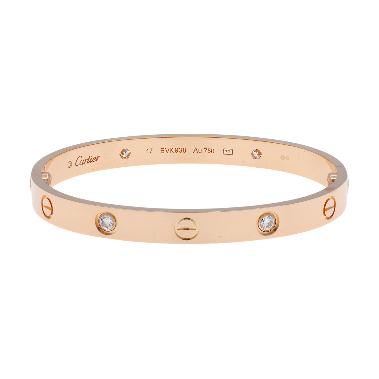 Cartier 18K Rose Gold 4 Diamond Classic Love Bracelet Designer Jewellery Cartier