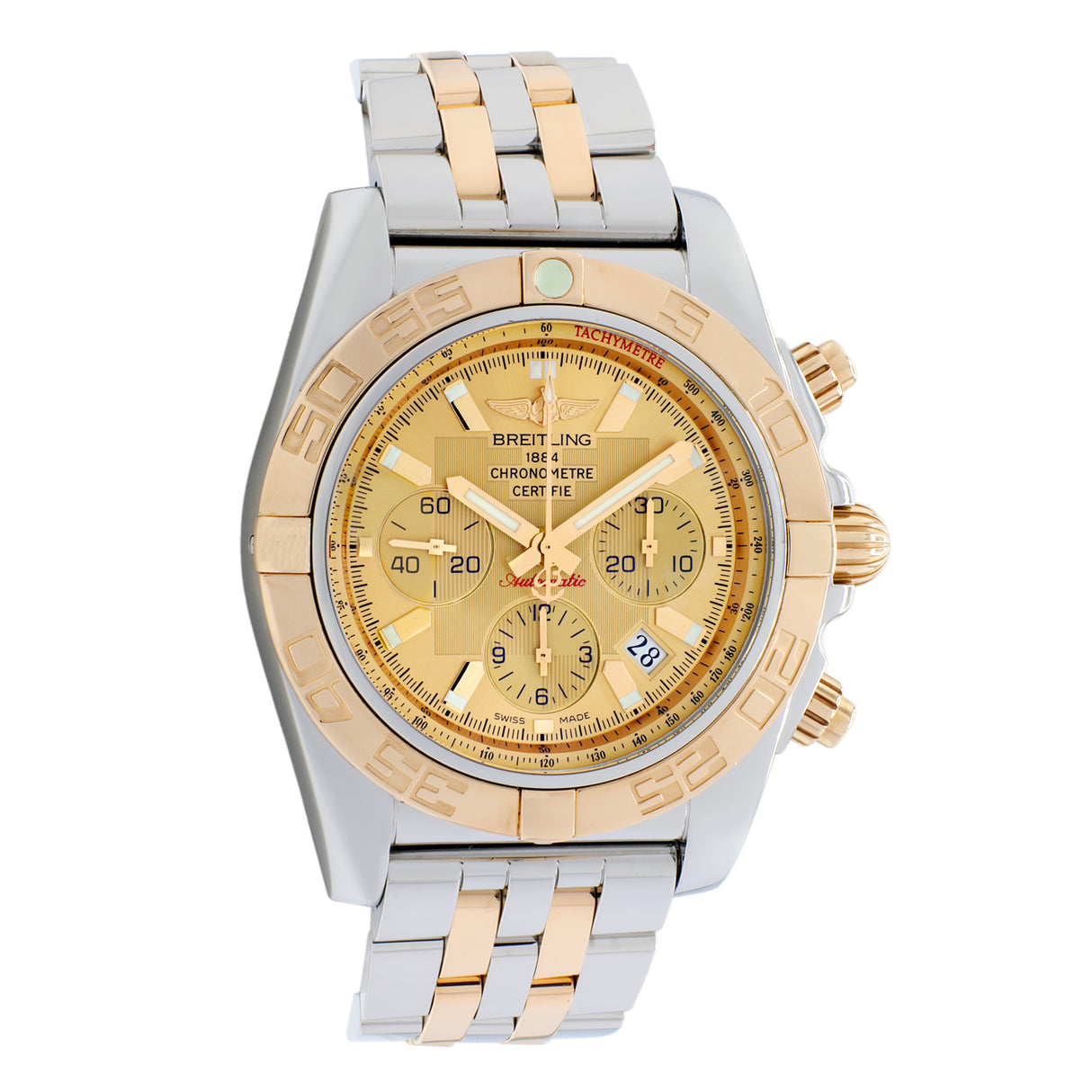 Breitling Stainless Steel 18K Rose Gold Chronomat 44 CB0110 Watches Breitling