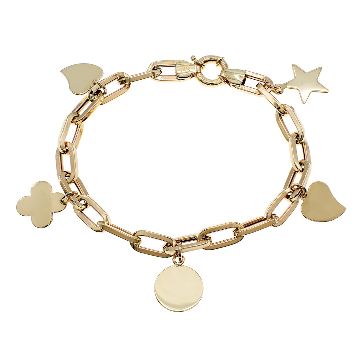 14K Yellow Gold Charm Bracelet Modaselle