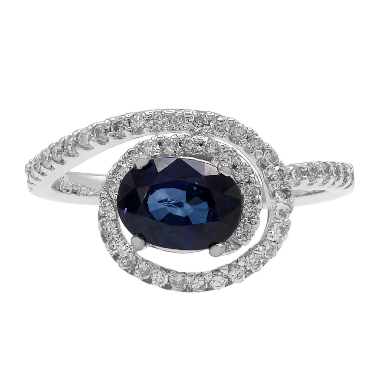 18K White Gold 1.06 Carat Sapphire Diamond Ring Modaselle