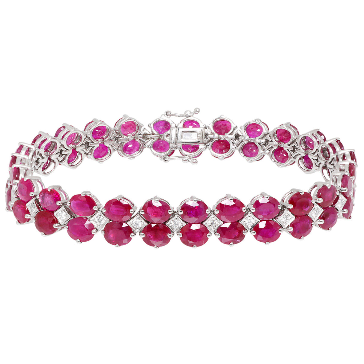 18K White Gold 27.00 Carat Ruby Diamond Bracelet Fine Jewellery Modaselle