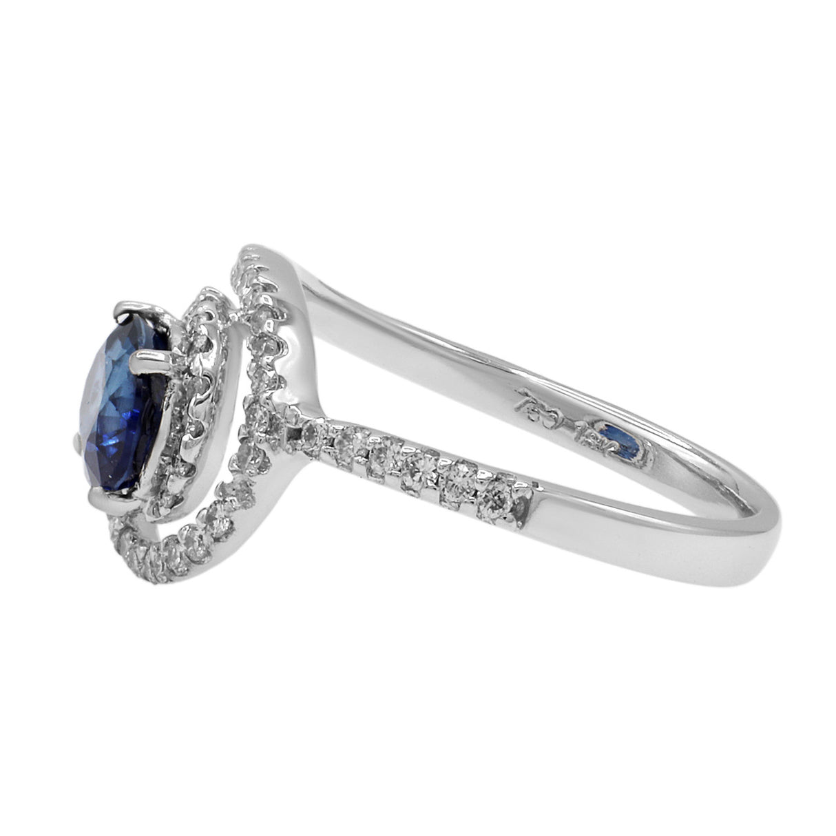 18K White Gold 1.06 Carat Sapphire Diamond Ring Modaselle