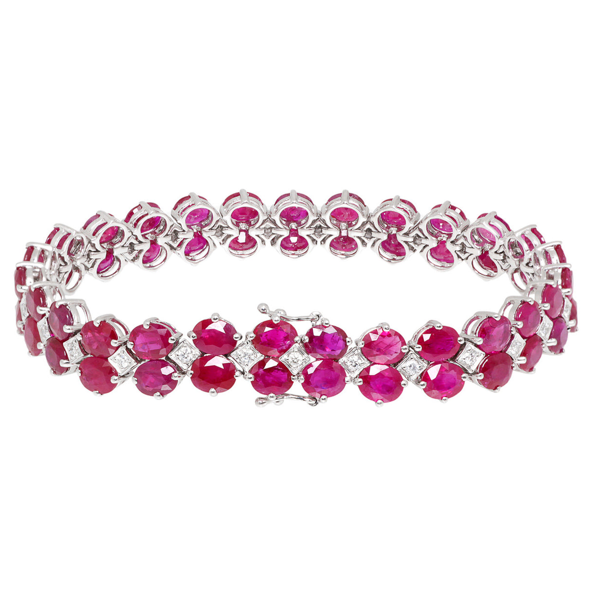 18K White Gold 27.00 Carat Ruby Diamond Bracelet Fine Jewellery Modaselle