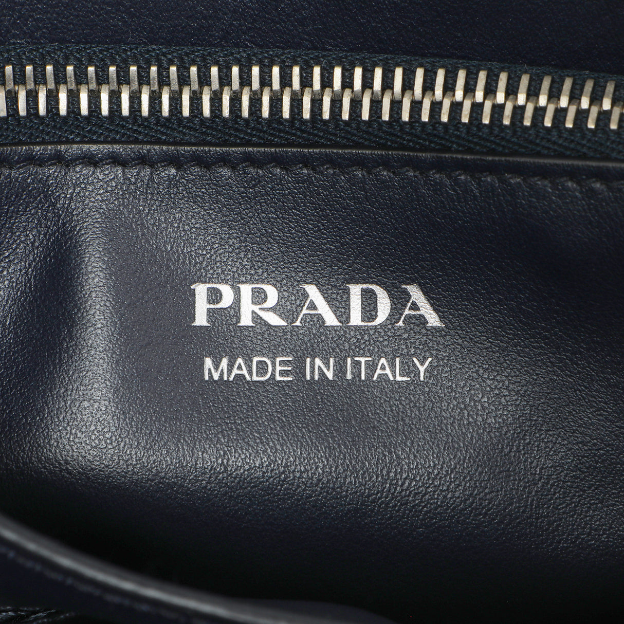 Prada Navy Soft Calfskin Impunture Diagramme Tote Handbags Prada