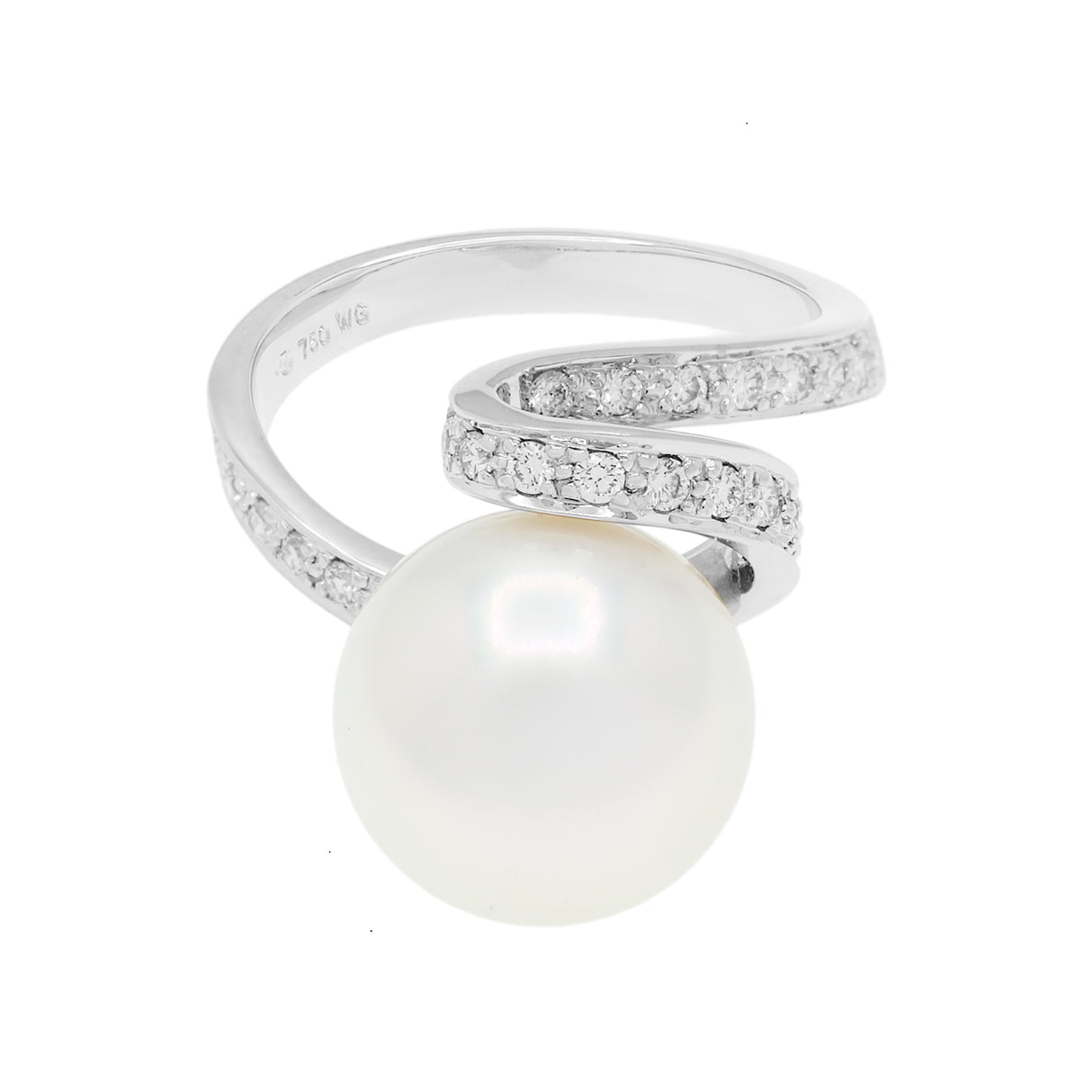 Mikimoto 18K White Gold South Sea Pearl Diamond Ring Designer Jewellery Mikimoto