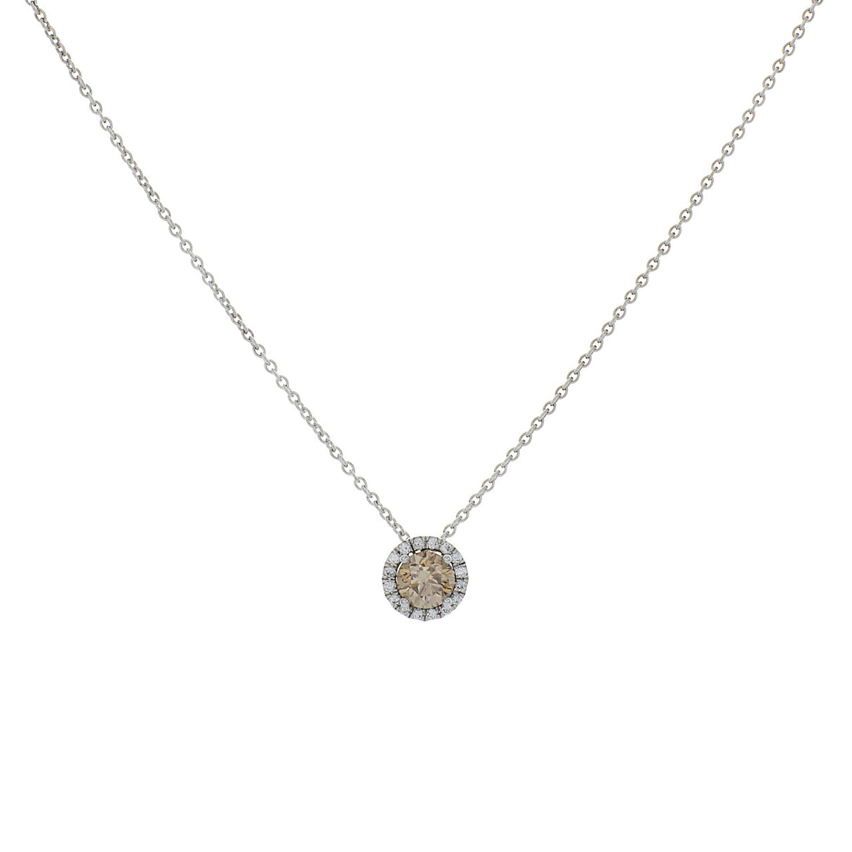 De Beers 18K White Gold Aura Fancy Brown Diamond Pendant Necklace Designer Jewellery De Beers