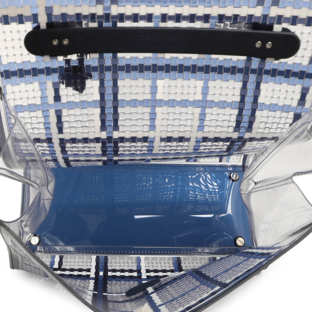 Delvaux Navy Vinyl Gingham The Dreamer Brillant MM Handbags Delvaux